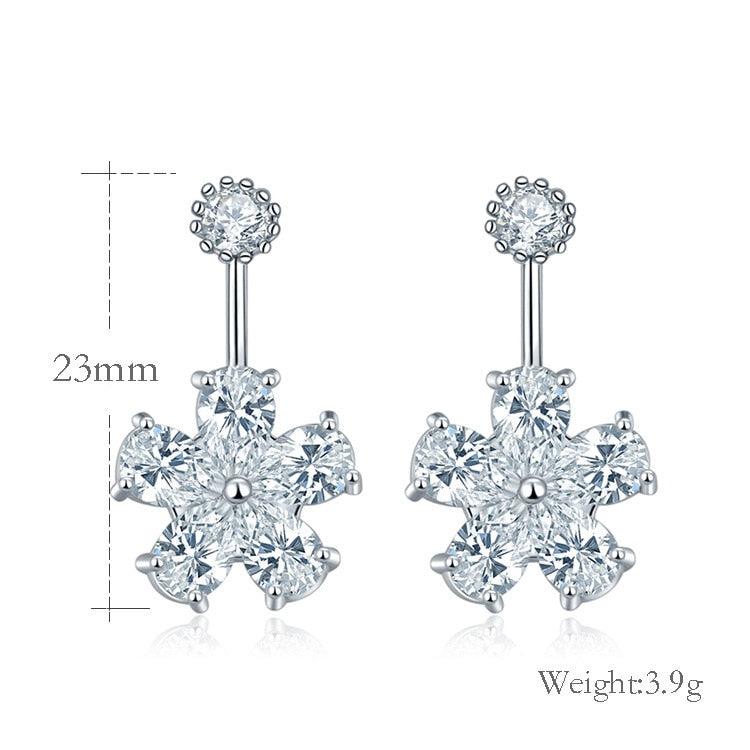 2018 New Fashion jewelry 925 silver Needle Hollow Carved Earrings Female Crystal from Swarovski Woman Christmas gift