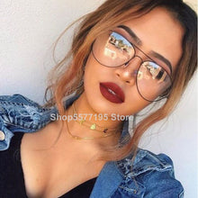 Carica l&#39;immagine nel visualizzatore di Gallery, Fashion Clear Glasses Women Optical Frames Myopia Lunette Female Oculos Oversized Transparent Pilot Glasses Fake Glasses