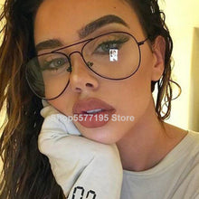 Carica l&#39;immagine nel visualizzatore di Gallery, Fashion Clear Glasses Women Optical Frames Myopia Lunette Female Oculos Oversized Transparent Pilot Glasses Fake Glasses