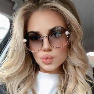 2023 Round Metal Frame Pearl Women's Sunglasses Personality Classic Elegant Marine  Sunshade Gradient Glasses