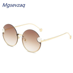 2023 Round Metal Frame Pearl Women's Sunglasses Personality Classic Elegant Marine  Sunshade Gradient Glasses