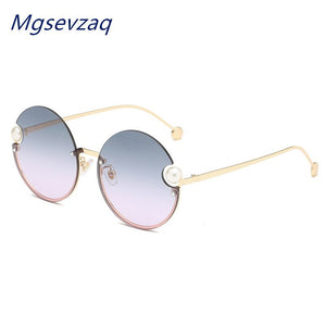 2023 Round Metal Frame Pearl Women's Sunglasses Personality Classic Elegant Marine  Sunshade Gradient Glasses