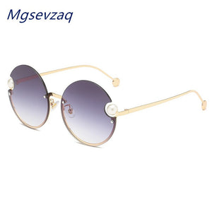 2023 Round Metal Frame Pearl Women's Sunglasses Personality Classic Elegant Marine  Sunshade Gradient Glasses