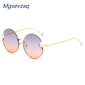 2023 Round Metal Frame Pearl Women's Sunglasses Personality Classic Elegant Marine  Sunshade Gradient Glasses