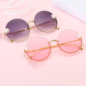 2023 Round Metal Frame Pearl Women's Sunglasses Personality Classic Elegant Marine  Sunshade Gradient Glasses