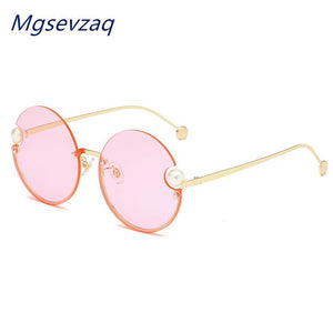 2023 Round Metal Frame Pearl Women's Sunglasses Personality Classic Elegant Marine  Sunshade Gradient Glasses