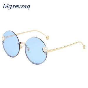 2023 Round Metal Frame Pearl Women's Sunglasses Personality Classic Elegant Marine  Sunshade Gradient Glasses