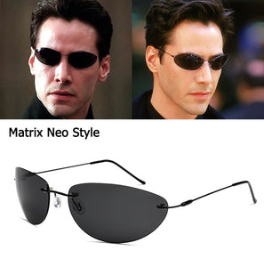 2022  Cool The Matrix Neo Style Polarized Sunglasses Ultralight Rimless Men Driving Brand Design Sun Glasses Ocul