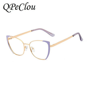 2023 Metal Anti-blue Glasses Frame Women Sexy Purple Optical Transparent Eyeglasses Female Spectacles Oculos Feminino