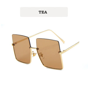 2023 Lady Oversize Half Frame Metal Square Sunglasses Women  Eyewear oculos de sol feminino Sun Glasses UV400