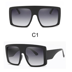 Big Large Oversize Square Sunglasses Flat Top Two Tone Lens 70mm