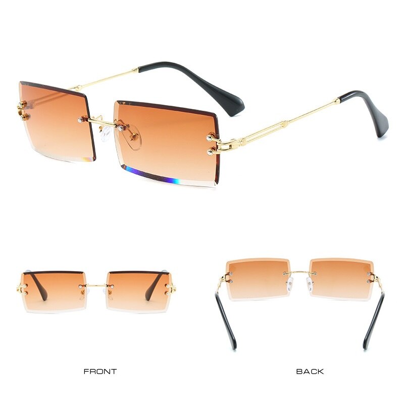2023 Rimless Rectangle Sunglasses Women's Men Square Brand Design