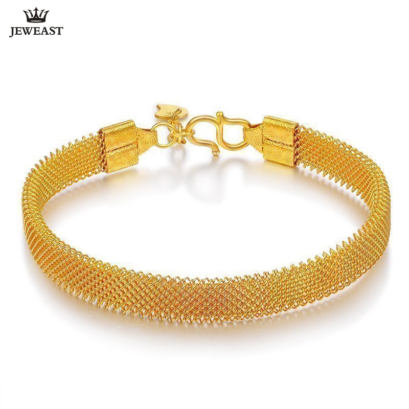 5G Gold Filigree Gong Ling Bracelet New 24K Pure Gold Chain Bracelet Female  Niche Design 999