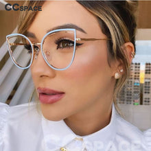 Carica l&#39;immagine nel visualizzatore di Gallery, 48198 Cat Eye Anti-blue Light Plastic Titanium Glasses Frames Ultralight Men Women Optical Computer Glasses