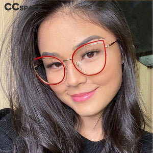 48198 Cat Eye Anti-blue Light Plastic Titanium Glasses Frames Ultralight Men Women Optical Computer Glasses