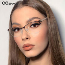 Carica l&#39;immagine nel visualizzatore di Gallery, 51066 Anti Blue Light Half Frame Optical Metal Glasses Frames Men Women  Computer Eyeglasses