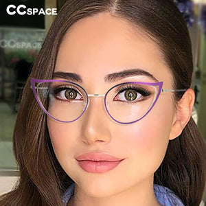 53445 Sexy Women Cat Eye Anti Blue Light Metal Optical Glasses Frames Lady Computer Eyeglasses