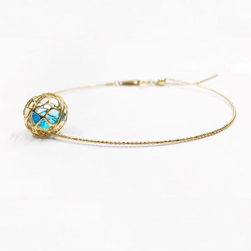 ANI 18K Yellow Gold (AU750) Women Topaz Bracelet Certified Natural Blue Topaz Fine Jewelry for Lady Romantic Birthd Gift