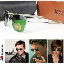 Carica l&#39;immagine nel visualizzatore di Gallery, AO Pilot Sunglasses Men With Glass Lenes Metal frame Classic Aviation American Army Military Optical Eyewear Male Oculos de sol