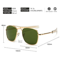 Carica l&#39;immagine nel visualizzatore di Gallery, AO Pilot Sunglasses Men With Glass Lenes Metal frame Classic Aviation American Army Military Optical Eyewear Male Oculos de sol