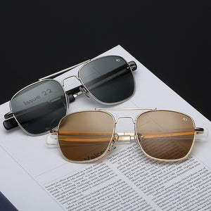 AO Pilot Sunglasses Men With Glass Lenes Metal frame Classic Aviation American Army Military Optical Eyewear Male Oculos de sol