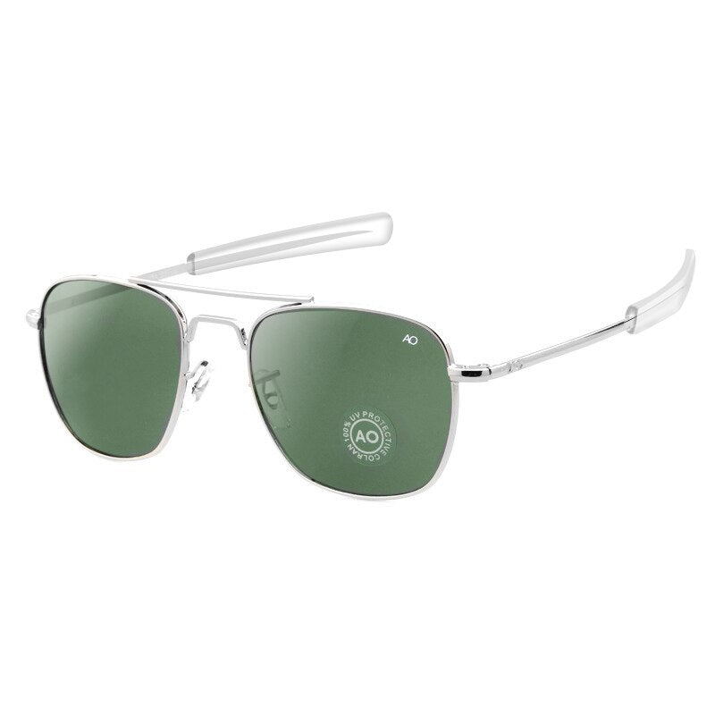 AO Pilot Sunglasses Men With Glass Lenes Metal frame Classic Aviation American Army Military Optical Eyewear Male Oculos de sol