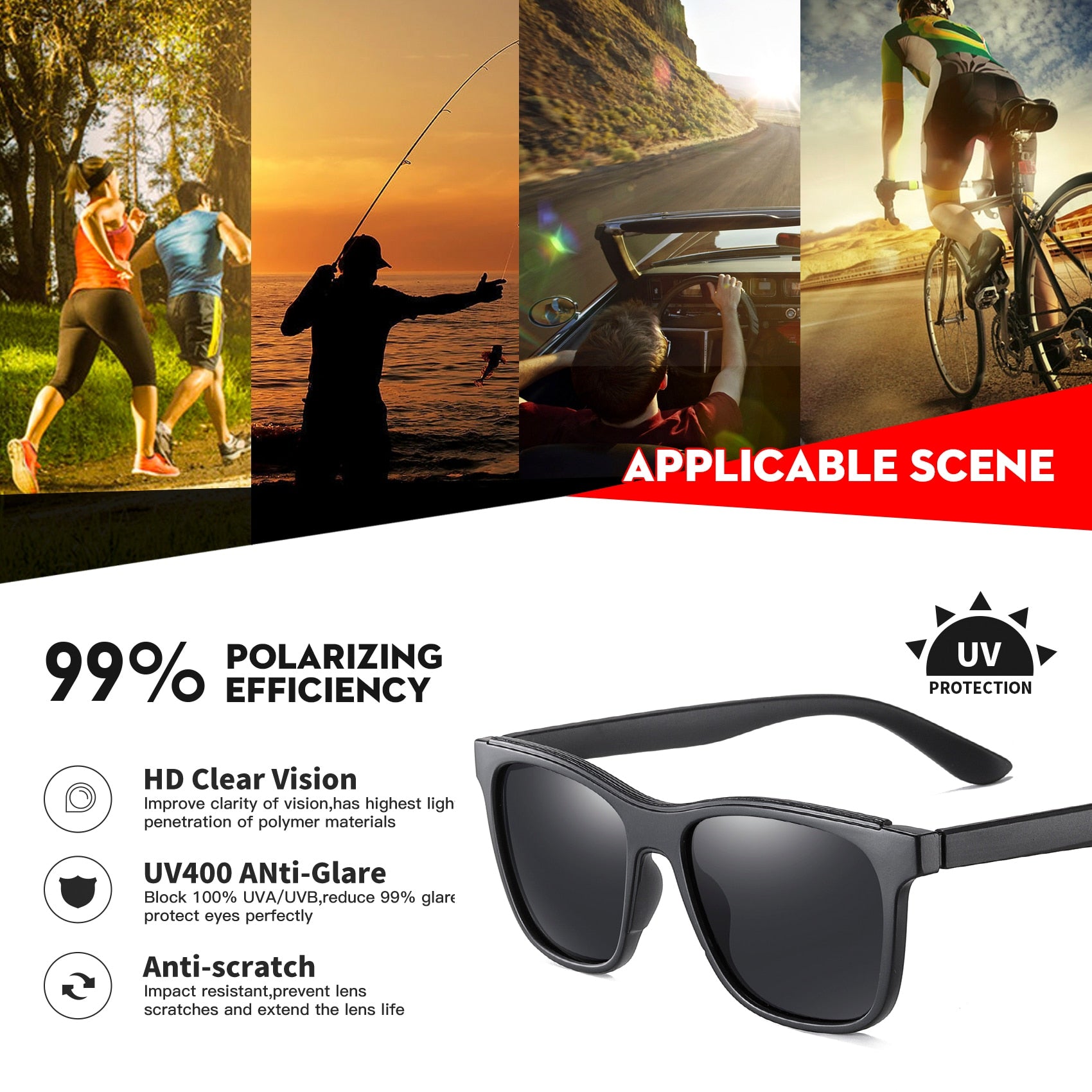 AOFLY BRAND DESIGN 2022 Polarized Sunglasses Men TR90 Frame Mirror