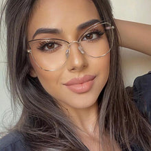 Carica l&#39;immagine nel visualizzatore di Gallery, Anti-Blue Blocking Glasses Trends Cat Eye Women&#39;s Glasses Frame Design Oversized Optical Decorative Glasses