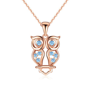 Authentic 100% 925 Sterling Silver Animal Cute Owl Necklace Small Eagle Pendants & Necklaces For Elegant Lady Birthd Gift