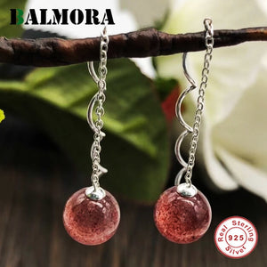 925 Sterling Silver Red Stone Dangle Earrings for Women Lady Party Gift Ear Line Bijoux Fashion Jewelry Brincos TRS31144