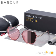 Carica l&#39;immagine nel visualizzatore di Gallery, BARCUR Design Frame Polarized Sunglasses Women Sun Glasses Driving Photochromic Men Shades UV400 Protection