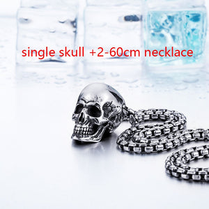 Unique 316L Stainless Steel New Arrival Super Punk Skull Biker Pendant Necklace Fashion charm Jewelry BP8-216