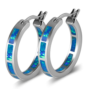 Blue Fire Opal 925 Sterling Silver Fashion Earrings P297