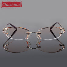 Load image into Gallery viewer, Chashma Brand Eyeglasses Diamond Trimmed Rimless Glasses Titanium Fashionable Lady Eyeglasses Spectacle Frames Women