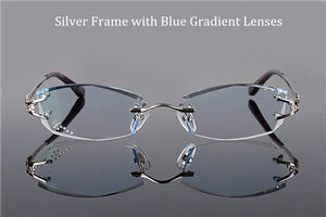 Chashma Brand Eyeglasses Diamond Trimmed Rimless Glasses Titanium Fashionable Lady Eyeglasses Spectacle Frames Women