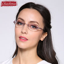 Carica l&#39;immagine nel visualizzatore di Gallery, Chashma Tint Lenses Myopia Glasses Reading Glasses Diamond Cutting Rimless Titanium Glasses Frame for Women