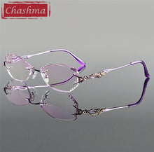 Carica l&#39;immagine nel visualizzatore di Gallery, Chashma Tint Lenses Myopia Glasses Reading Glasses Diamond Cutting Rimless Titanium Glasses Frame for Women