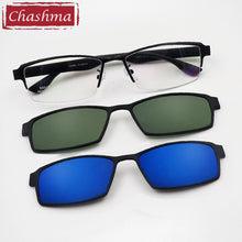 Load image into Gallery viewer, Chashma Prescription Glasses Frame Men Sunglasses Clips Lenses Magnet Eyewear for Recipe Half Frame 2 Clips Spectacles