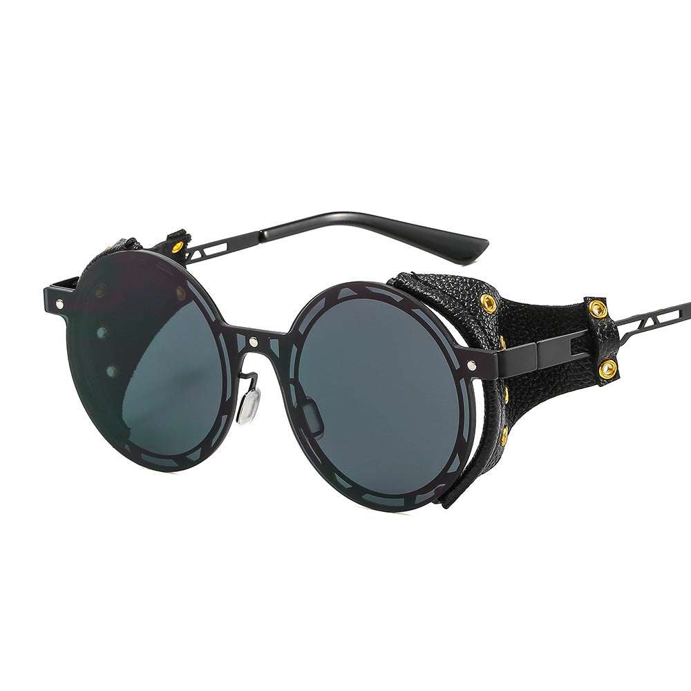Round Frame Sunglasses|steampunk Round Metal Frame Sunglasses Uv400 For Men  - Retro Hinge Design