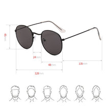 Carica l&#39;immagine nel visualizzatore di Gallery, Classic Small Frame Round Sunglasses Women/Men Brand Designer Alloy Mirror Sun Glasses Vintage Modis Oculos