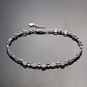 Diamond Bracelet for Women 18cm 18K White Gold 0.03ct/45pcs Diamond Jewelry Luxury Wedding Bangle Fashion Design