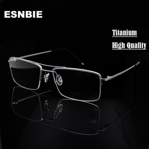 ESNBIE  Titanium Glasses Frame Men Half Rim Eyeglasses Pilot Glass Eyewear Business Man Spectacle Frame Clear Lens