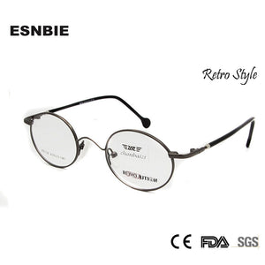 ESNBIE Small Retro Round Eyeglasses Men Metal Glass Frame Vintage Women oculos de grau feminino Glasses Optik Mens