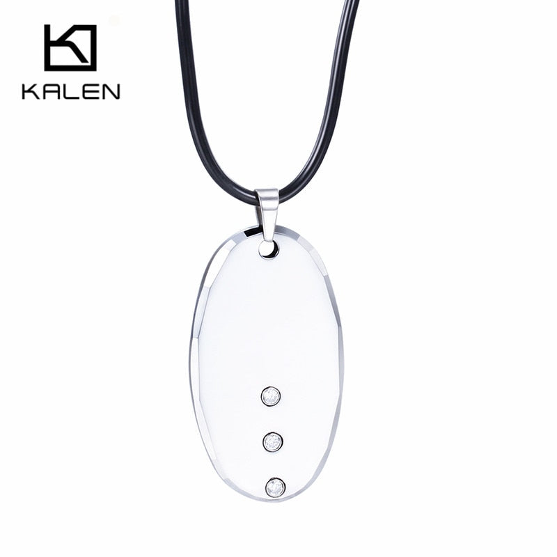 Elegant Tungsten Steel Pendant Necklace High Quality Oval Shaped Pendant For Men And Women Trendy Hop Pendant Necklace