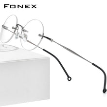 Load image into Gallery viewer, FONEX Pure Titanium Glasses Frame Men 2023 Rimless Retro Round Prescription Eyeglasses Frames Women Optical Eyewear F9141