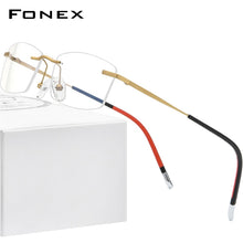 Carica l&#39;immagine nel visualizzatore di Gallery, FONEX Rimless Titanium Glasses Men 2022  Square Prescription Eyeglasses Frame Women Myopia Optical Eyewear 9608