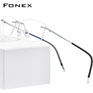 FONEX Rimless Titanium Glasses Men 2022  Square Prescription Eyeglasses Frame Women Myopia Optical Eyewear 9608