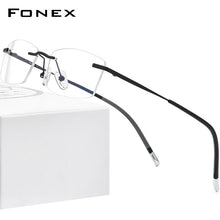 Carica l&#39;immagine nel visualizzatore di Gallery, FONEX Rimless Titanium Glasses Men 2022  Square Prescription Eyeglasses Frame Women Myopia Optical Eyewear 9608