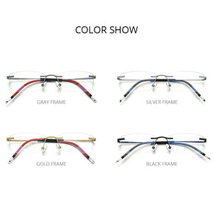 FONEX Rimless Titanium Glasses Men 2022  Square Prescription Eyeglasses Frame Women Myopia Optical Eyewear 9608