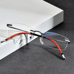 FONEX Rimless Titanium Glasses Men 2022  Square Prescription Eyeglasses Frame Women Myopia Optical Eyewear 9608